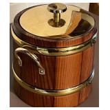 LL - Vintage Wooden Ice Bucket with Brass Trim and Lid