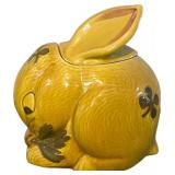 LL - Crate & Barrel Bunny Cookie Jar with Floral Utensil Holders (3-Piece Set) - Made in Italy