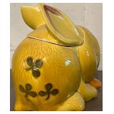 LL - Crate & Barrel Bunny Cookie Jar with Floral Utensil Holders (3-Piece Set) - Made in Italy