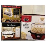 LL - KitchenAid Ultra Power Soft Start 7-Speed Mixer, West Bend Stir Crazy Popcorn Machine & Electric Egg Cooker