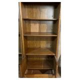 LL - Vintage Three-Piece Oak Wood Entertainment Center Shelving Set - Side Units