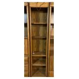 LL - Vintage Three-Piece Oak Wood Entertainment Center Shelving Set - Side Units
