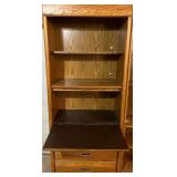 LL - Vintage Three-Piece Oak Wood Entertainment Center Shelving Set - Side Units