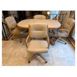 K - Vintage Chromcraft Dining Table Set with 4 Upholstered Chairs