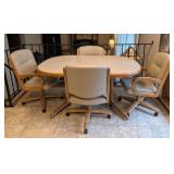 K - Vintage Chromcraft Dining Table Set with 4 Upholstered Chairs