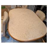 K - Vintage Chromcraft Dining Table Set with 4 Upholstered Chairs