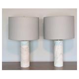 UL - Pair of Robert Abbey Marble Table Lamps