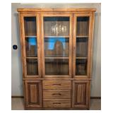 DR - Vintage Oak Display Cabinet with Glass-Front Doors & Drawers