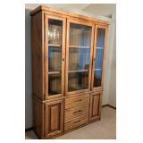 DR - Vintage Oak Display Cabinet with Glass-Front Doors & Drawers