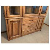 DR - Vintage Oak Display Cabinet with Glass-Front Doors & Drawers