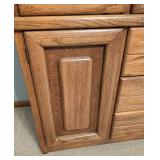 DR - Vintage Oak Display Cabinet with Glass-Front Doors & Drawers
