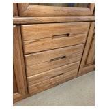 DR - Vintage Oak Display Cabinet with Glass-Front Doors & Drawers