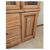 DR - Vintage Oak Display Cabinet with Glass-Front Doors & Drawers
