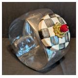 LR - Mackenzie-Childs Sweets Jar with the signature Courtly Check Enamel Lid