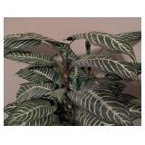 LR - Potted Faux Dieffenbachia Plant - Approximately 4 Ft Tall in Gold-Tone Planter