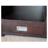 LR - Wood Bookshelf with Grid Cubby Shelves and 3 Drawers