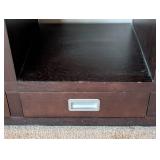 LR - Wood Bookshelf with Grid Cubby Shelves and 3 Drawers