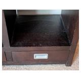 LR - Wood Bookshelf with Grid Cubby Shelves and 3 Drawers