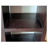 LR - Wood Bookshelf with Grid Cubby Shelves and 3 Drawers