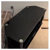 LR - Black Glass Entertainment Stand - Two-Tier TV Stand