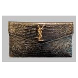 LR - Saint Laurent Uptown Crocodile-Embossed Leather Clutch