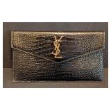 LR - Saint Laurent Uptown Crocodile-Embossed Leather Clutch