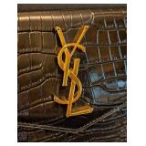 LR - Saint Laurent Uptown Crocodile-Embossed Leather Clutch