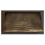 LR - Saint Laurent Uptown Crocodile-Embossed Leather Clutch