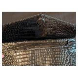 LR - Saint Laurent Uptown Crocodile-Embossed Leather Clutch
