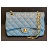 LR - Chanel Caviar Quilted Small Double Flap Bag - Light Blue