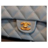 LR - Chanel Caviar Quilted Small Double Flap Bag - Light Blue