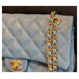 LR - Chanel Caviar Quilted Small Double Flap Bag - Light Blue