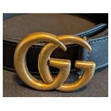 LR - Gucci Marmont Leather Belt Black - Gold Ring Buckle