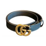 LR - Gucci Marmont Leather Belt Black - Gold Ring Buckle