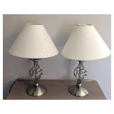 UL - Pair of Brushed Nickel Table Lamps