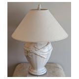 DR - 31-Inch Tall Ceramic Table Lamp with Linen Shade and Branch Finial