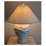 DR - 31-Inch Tall Ceramic Table Lamp with Linen Shade and Branch Finial