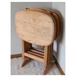 O - Set of 4 Wooden TV Trays on Stand - Nesting Design