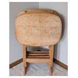 O - Set of 4 Wooden TV Trays on Stand - Nesting Design