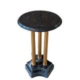 O - Round Marble Top Accent Table With Gold-Tone Column Base