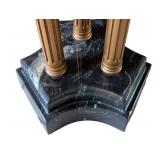 O - Round Marble Top Accent Table With Gold-Tone Column Base