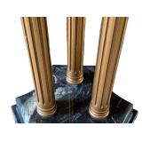 O - Round Marble Top Accent Table With Gold-Tone Column Base