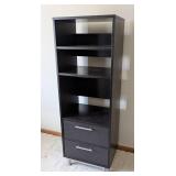 O - Tall Bookcase Tower with 4 Shelves & 2 Drawers