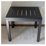O - Wood And Metal Slotted Top Side Table