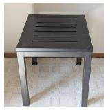 O - Wood And Metal Slotted Top Side Table