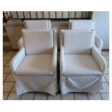 LR - Set of Four Upholstered Dining Chairs on Casters