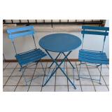 ML - Metal Patio Bistro Table Set with 2 Folding Chairs