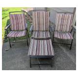 BY - Striped Patio Chair Set - 2 Chairs & Lounge Chair