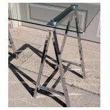 G -Glass Top Desk with Polished Steel Base