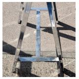 G -Glass Top Desk with Polished Steel Base